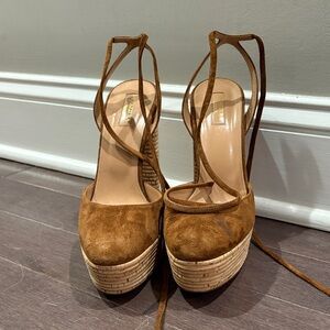 Aquazzura Brown Suede Platform Sandals